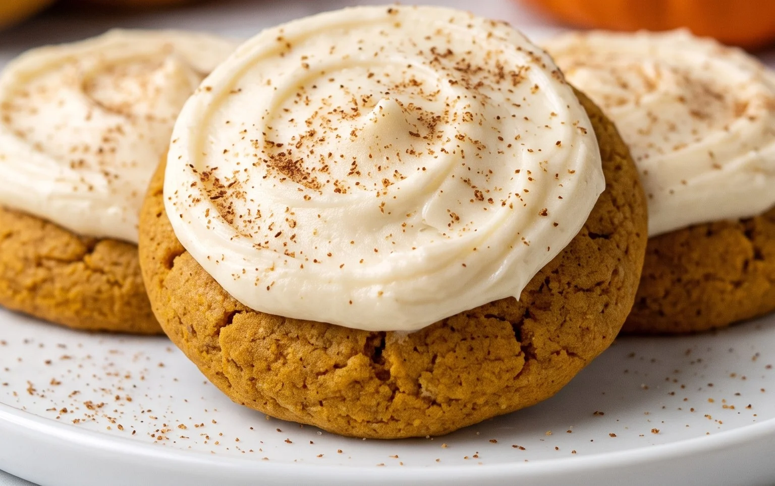Pumpkin Cookies with Cream Cheese Frosting